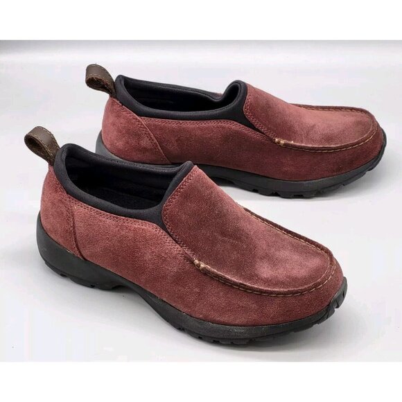Womens Lands End Burgundy Suede Slip On Shoes Sz 8.5b - Picture 2 of 8